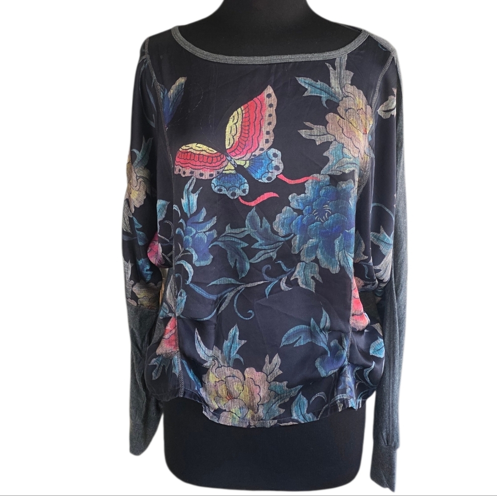 Anthropologie Tiny Multicolor Floral Butterfly Blouse Medium Maximalism Bohemian